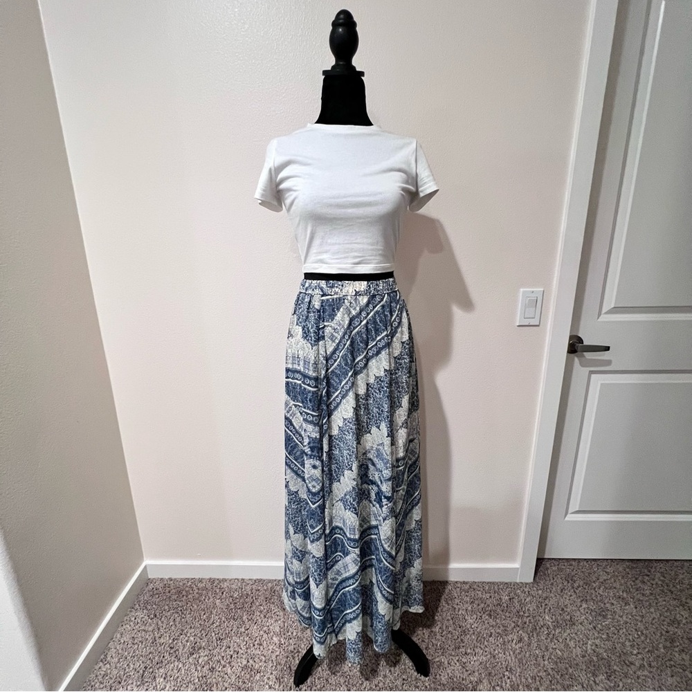 Abercrombie & Fitch Asymmetrical Skirt in Blue and White
